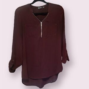 SOHO by NY&C Maroon Blouse, Zipper Front